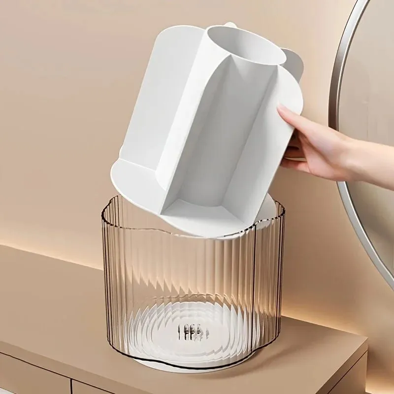 360° Rotating Makeup Brush Holder Detachable 6 Grids Cosmetics Storage Box Round Revolving Makeup Brushes Tools Organizer Box