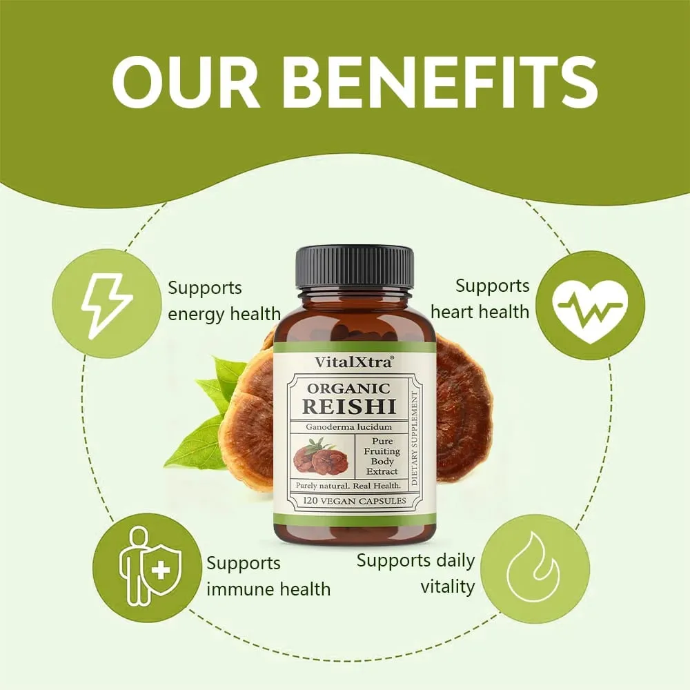 Reishi Mushroom Capsules 1000mg Ganoderma Lucidum Supports Immune Health Relaxation Sleep & Natural Energy Vegan Non-GMO — image 2