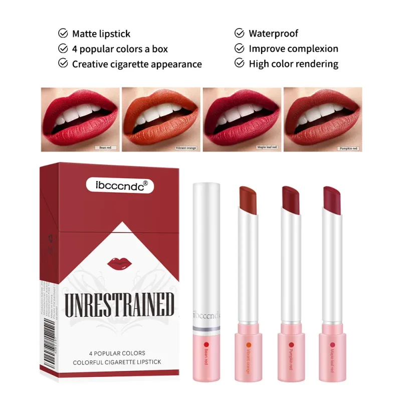 Christmas Cigarette Lipstick Set Matte Waterproof Long Lasting 4 Colors High Color Rendering Velvet Lip Makeup Christmas Gifts — image 4