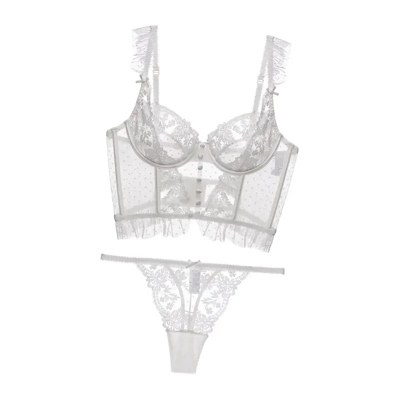 Ensemble de Lingerie 2 pièces pour femmes, body confortable, soutien-gorge Push up, soutien-gorge et culotte en dentelle florale, ensemble pour mariage, vêtements de nuit, vêtements de tous les jours
