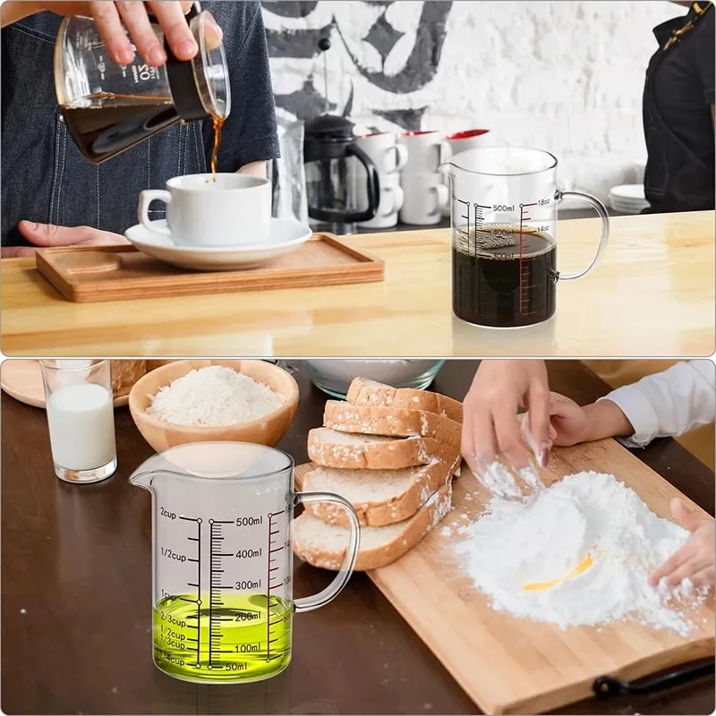Mataas na Borosilicate Glass Measuring Cups Clear Glass Scale Cup With Handle V Shaped Spout Kitchen Glass Measuring Beaker