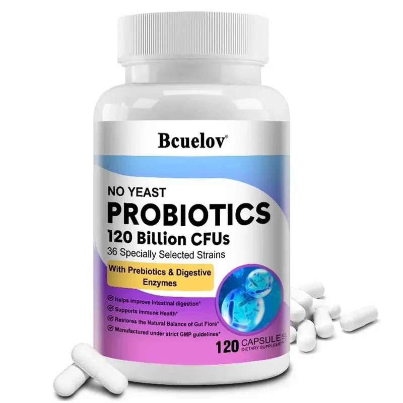 Probiotics 120 Billion CFU 36 Strains Contains Prebiotics and Digestive Enzymes for Digestion and Immune Support Vegan Non-GMO