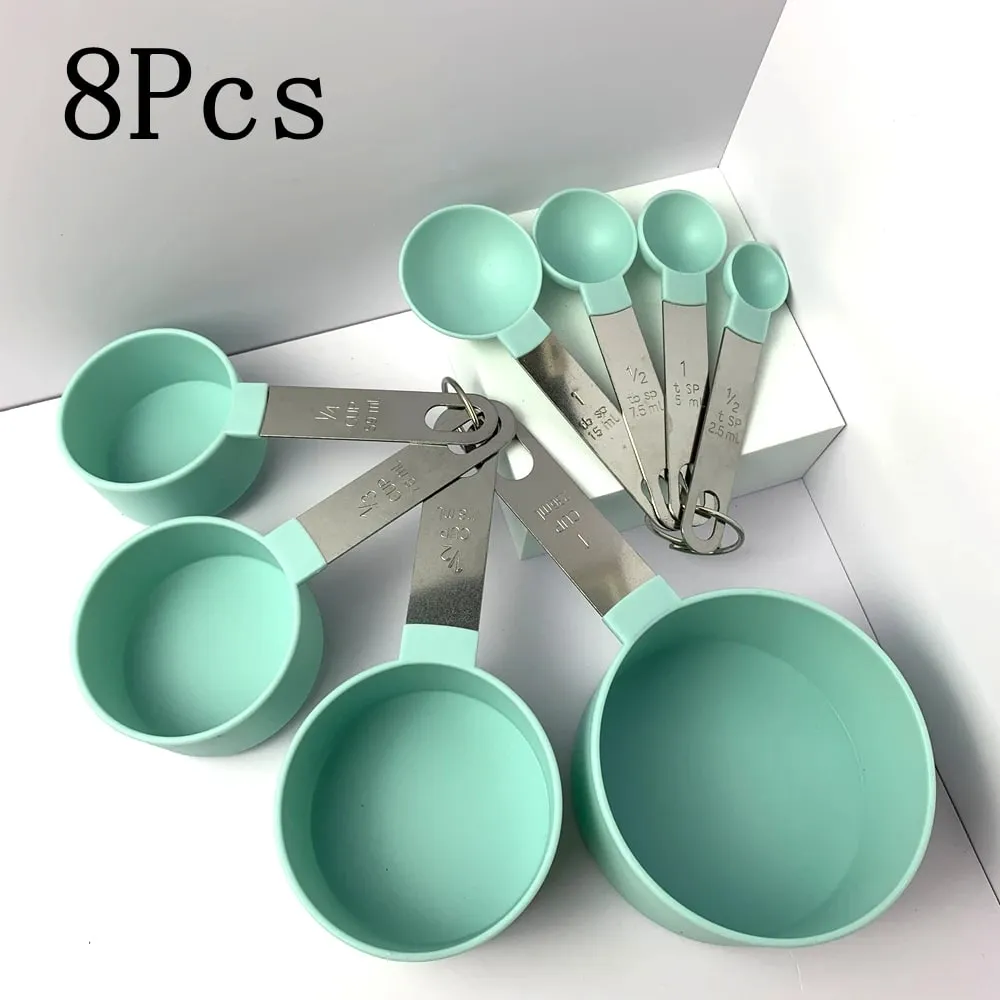 4/8PCS/Set Plastic Multi Purpose Measuring Cup Measuring Spoon Stainless Steel Handle With Graduated Measuring Baking Tools