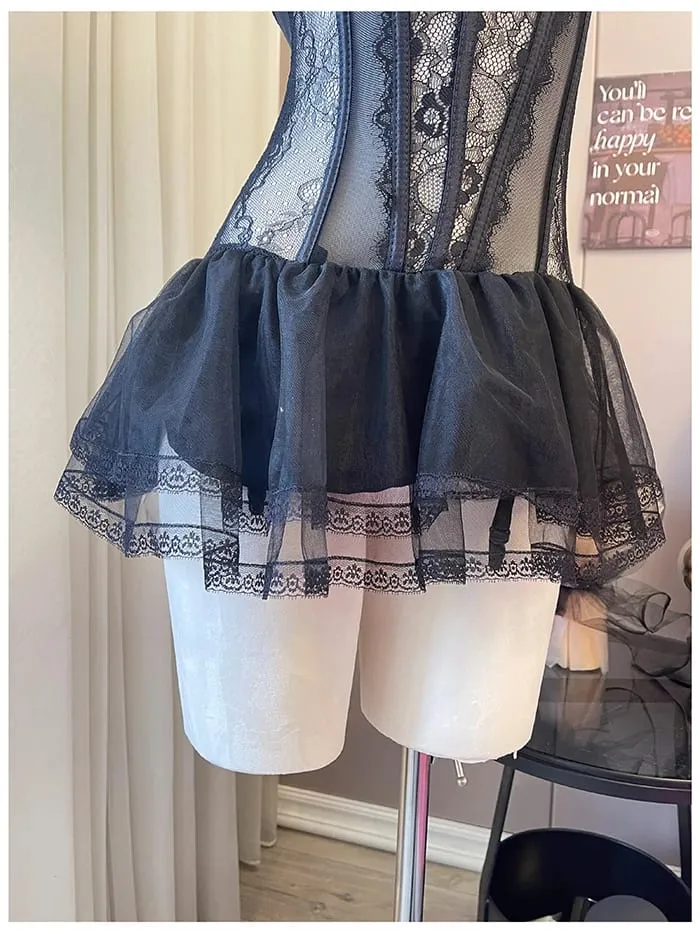 Women Camisole Sheer Mesh Fishbone Slim Crop Top Wired Bra Camis Festival Lingerie Sexy Lace Floral Embroidery Bow Corset