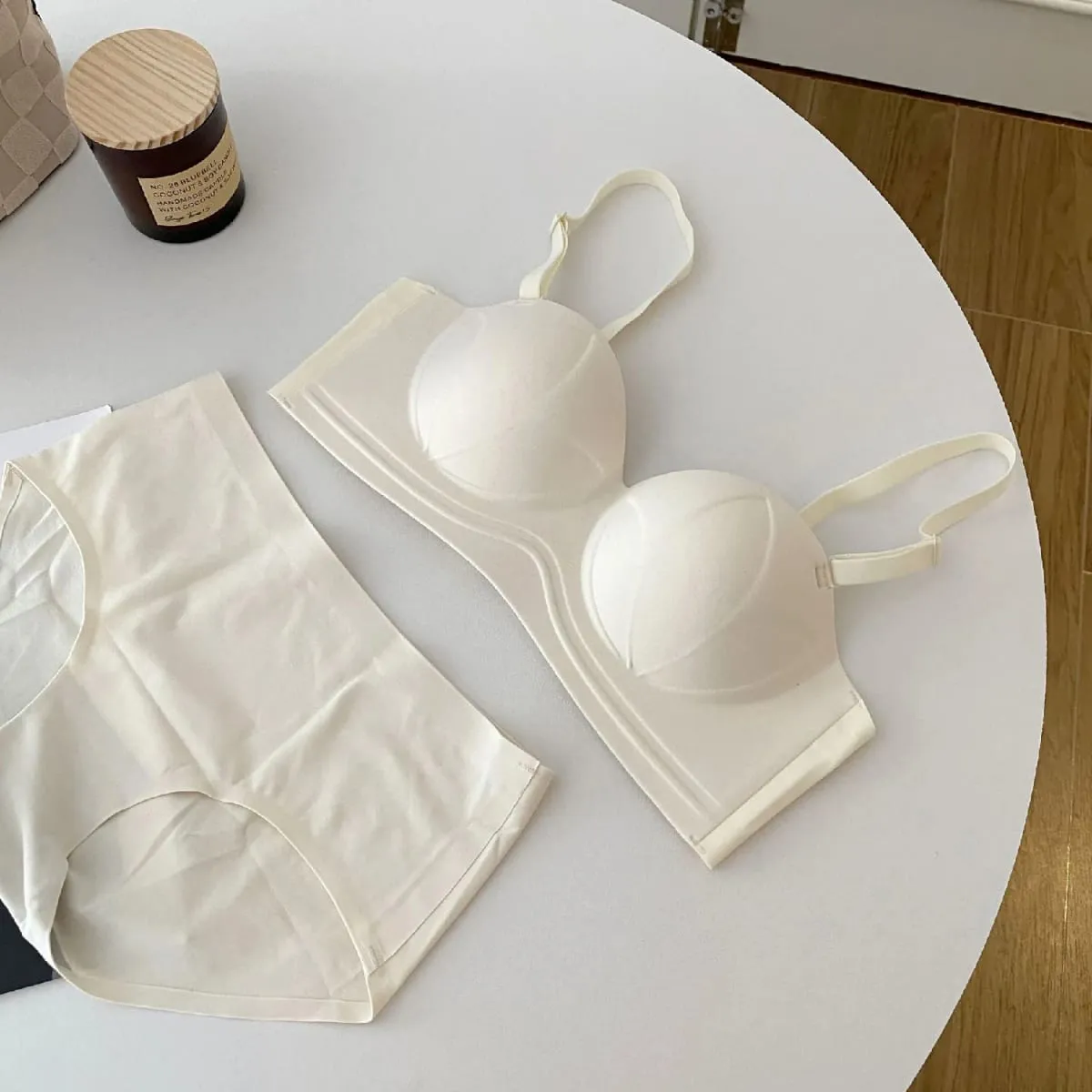 Seamless Half 1/2 Cup Girls Intimates Non-Slip Bra Sets For Women Small Wire Free Non-Slip Lingerie Push Up Underwear Panties