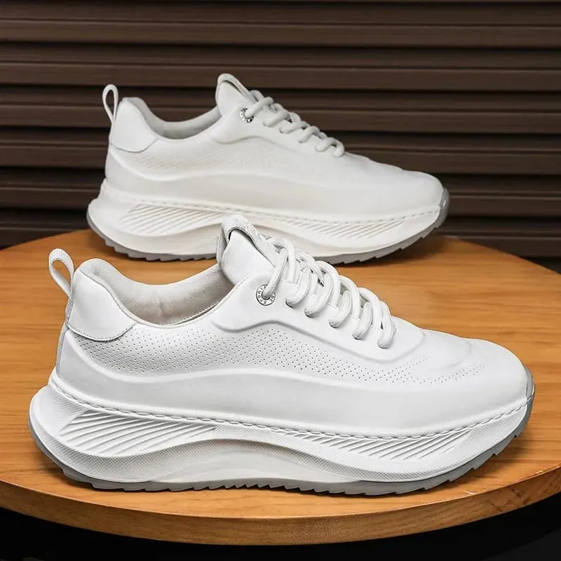 Men Casual Sneakers White Fashion Casual Sports Shoes Men Autumn New Leather Lace-up Comfortable Running Shoes Zapatillas Mujer