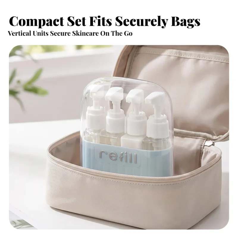 Travel Bottle Organizer Compact Organizer with Pump Bottles for Travelers Business Trips Gym