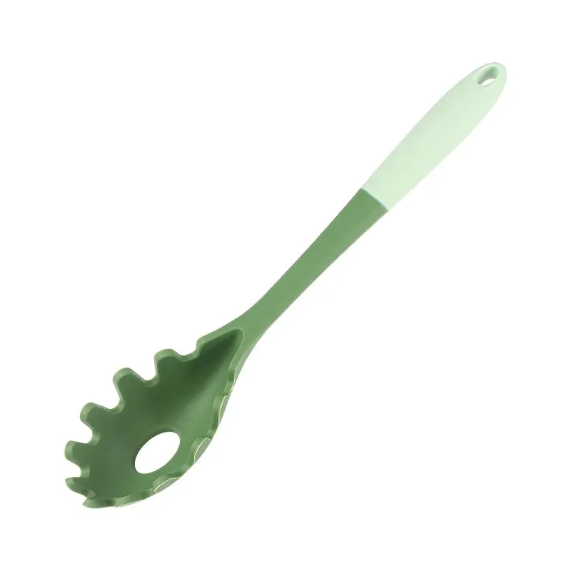6-Piece Silicone Kitchen Utensil Set: Chinese Spatula Soup Ladle Slotted Turner Pasta Spoon Salad & Honey Scrapers for Non-S