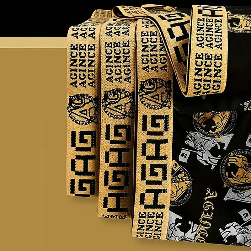 8 pcs of men's luxury chain knight printed elastic flat angle underwear - comfortable, breathable and quick drying underwear set