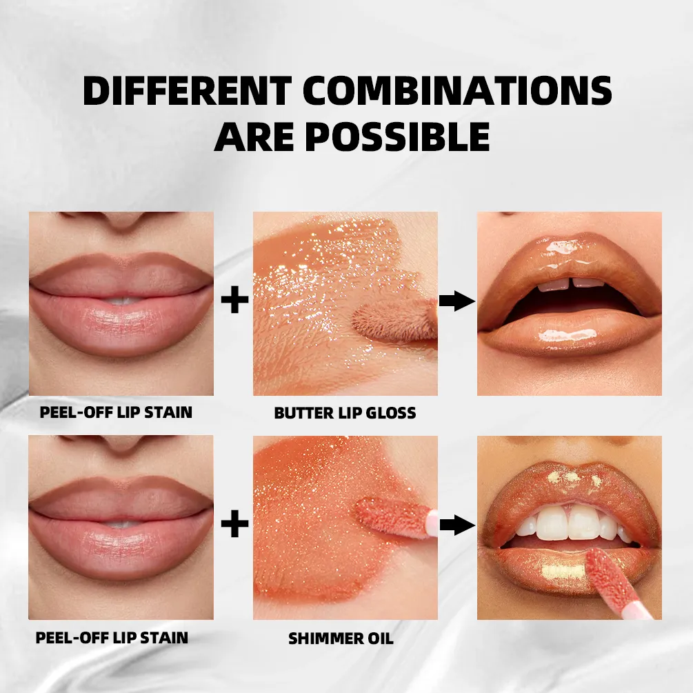 Multifunctional Makeup Sets Peel Off Lip Stain Tattoo Mirror Lipgloss Shimmer Lip Oil Lasting Cosmetics Lip Glaze Tint