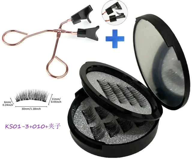 12pcs Magnetic False Eyelashes Magnetic Half Eyelashes Double Box With Mirror Applicater Reusable Beauty Eye Makeup Set