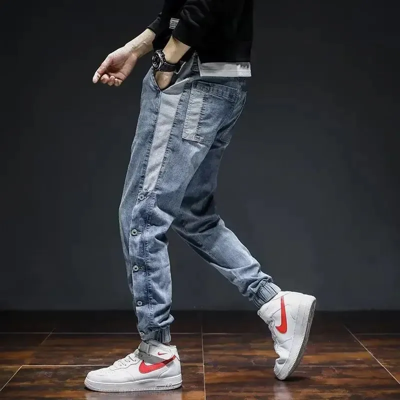 Elastic Man Cowboy Pants Stretch Y2k Vintage Designer Trousers 90s Streetwear Stacked Wide Leg Soft Denim Original Jeans for Men