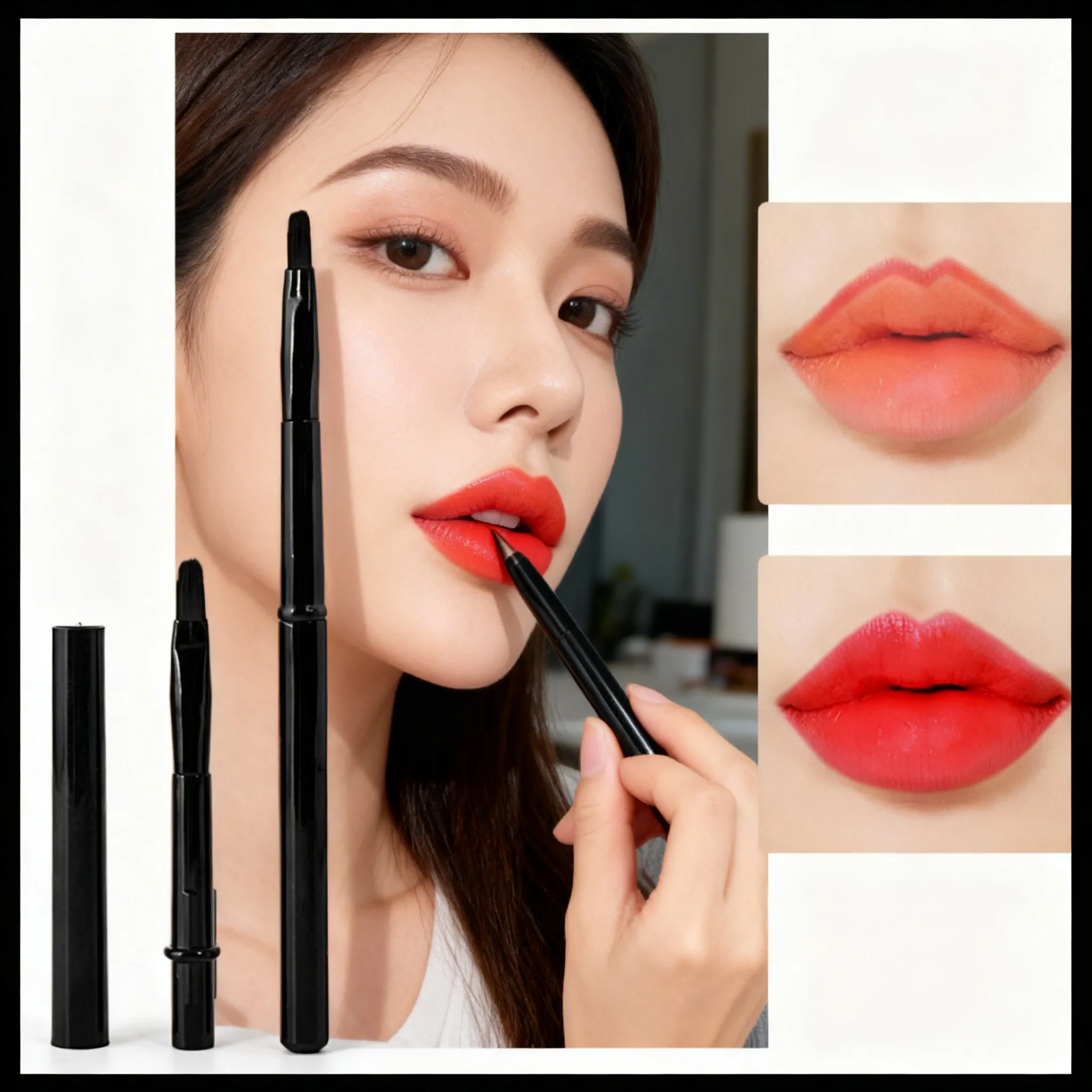 1/3pcs Retractable Lipstick Brushes Double Headed Professional Lip Gloss Brush Applicator with Protect Cap Women Girls Makeup — image 1