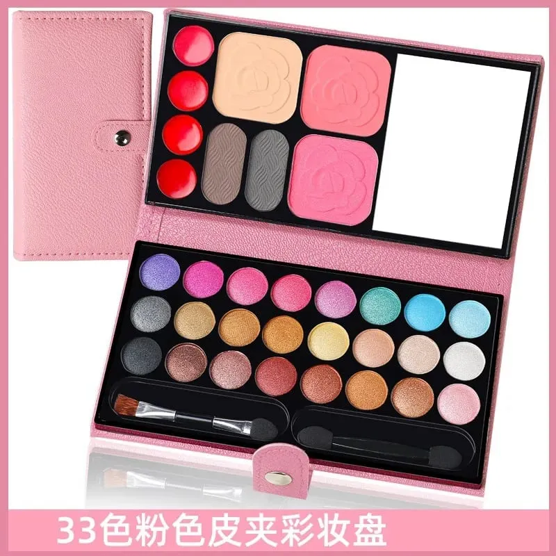 33 Colors Makeup Kit Eyeshadow Powder Blush Lipstick Pallets Long Lasting Girl Pan with Mirror Beginner Plate Cosmetics Makeup