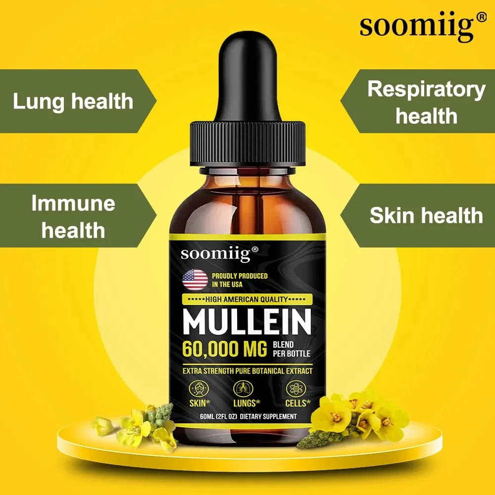 Titisan Daun Mullein - Mullein Berkuasa untuk Sokongan Kekebalan Detoks & Sokongan Pernafasan Suplemen Pembersihan Organik