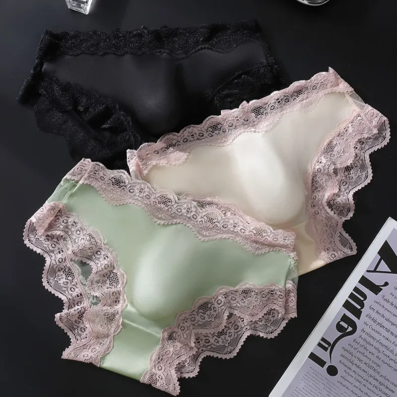 Herr Triangeltrosor Spetskant Fjärilsknut Blommönster Tunt Superbekvämt U Bulge-påse Andas Transparent Underwe
