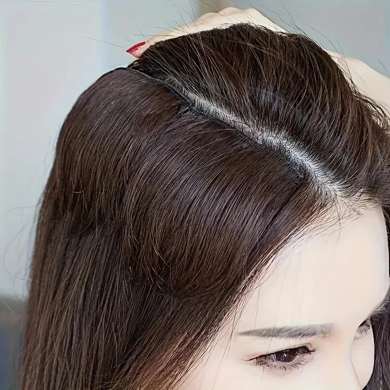 Synthetic 10cm Clip In Hair Extensions Short Straight Topper Invisible Seamless Side Cover Hairpiece Natural Volume Easy Wear