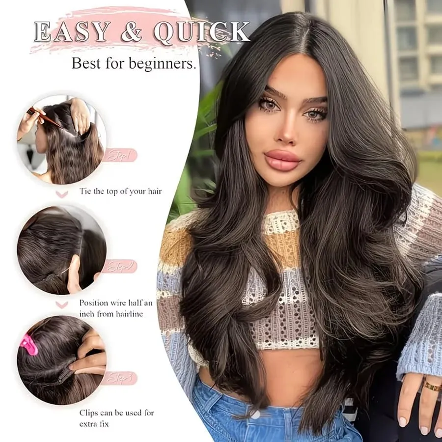 3Pcs Synthetic Wavy Hair Clip Pieces Fluffy Lazy Style Hair Extensions Fashion Hair Accessories For Women