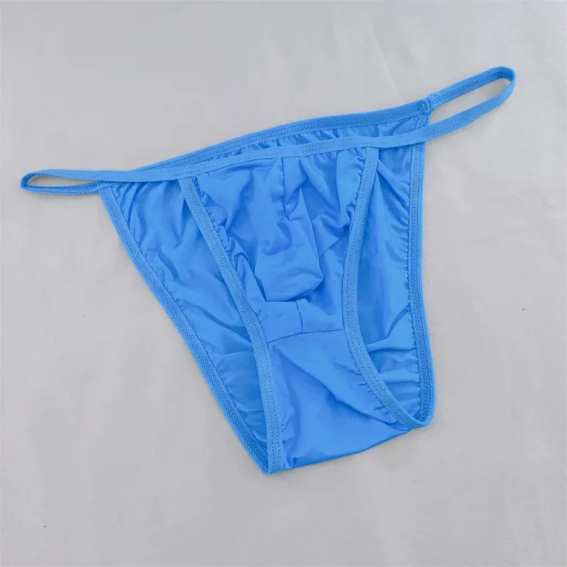 Ice Silk Briefs Men Underwear Solid Color Male Underpants Ultra-Thin Seamless Panties Thin Belt Low Waist