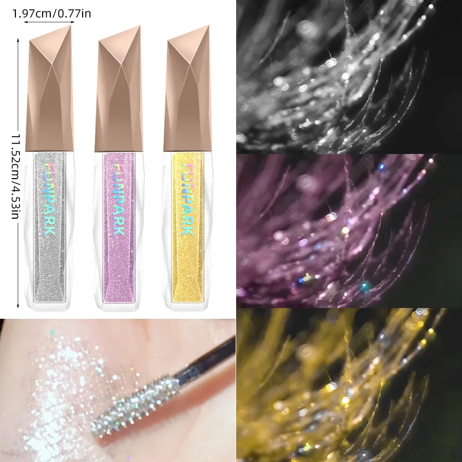 1pc Waterproof Diamond Shine Volume Curl Mascara-Glitter Snow Effect for Eye Lash Makeup Women's Cosmetic Smudge-proof Mascara — image 1