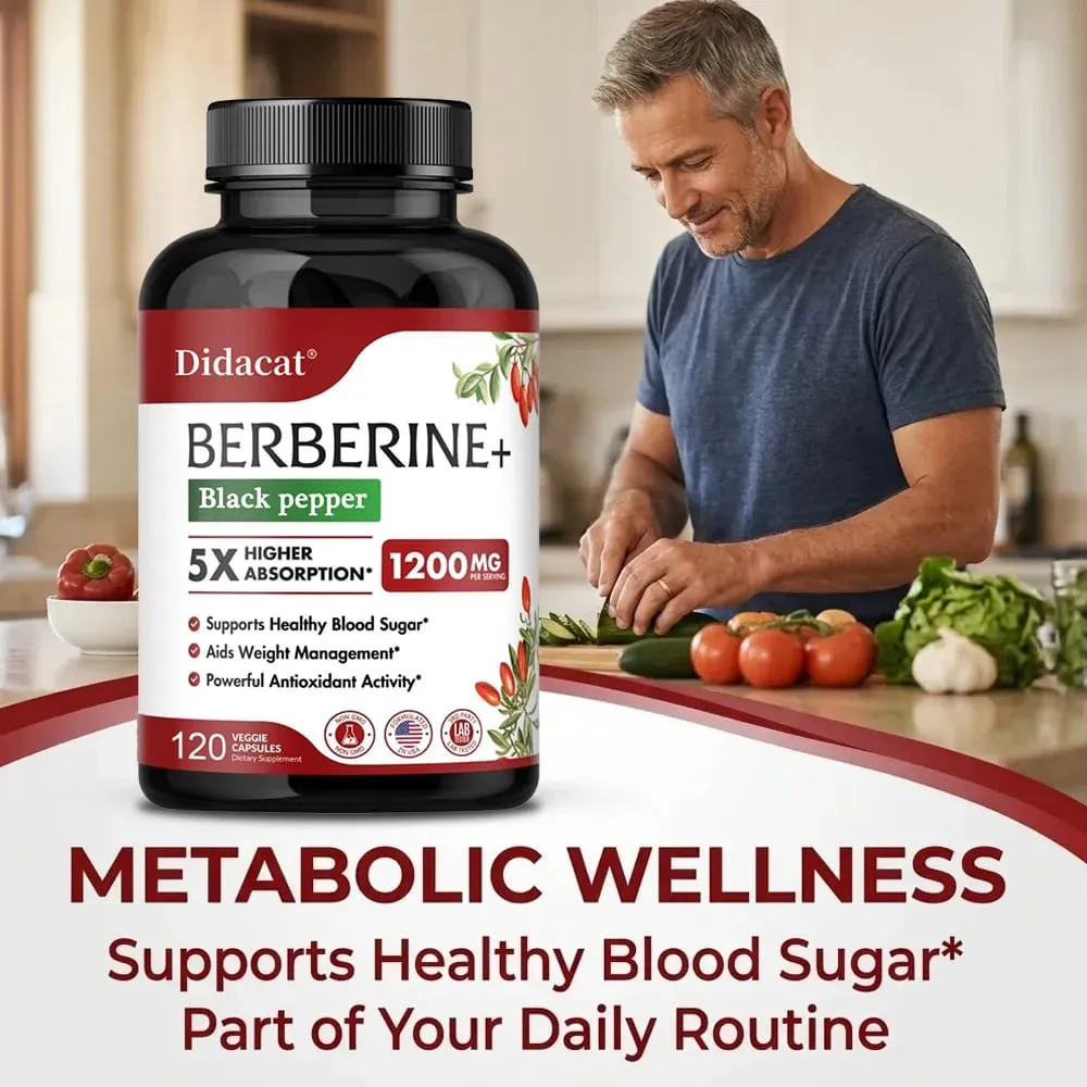Kapsul Suplemen Berberine Premium 1200 MG Menyokong Sistem Imun Kardiovaskular Jantung & Kesejahteraan Gastrointestinal
