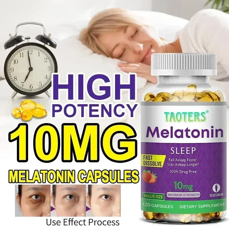 Melatonin capsules 10MG - promotes restful sleep and reduces stress uninterrupted sleep antioxidant effect