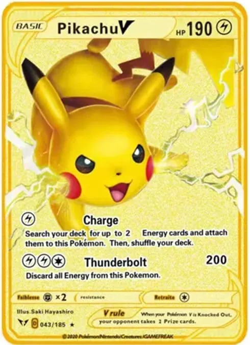 English Version Pokemon Metal Card Anime Figure Pikachu Charizard Mewtwo Battle Trading Game Collection Cards Model Toy Gifts