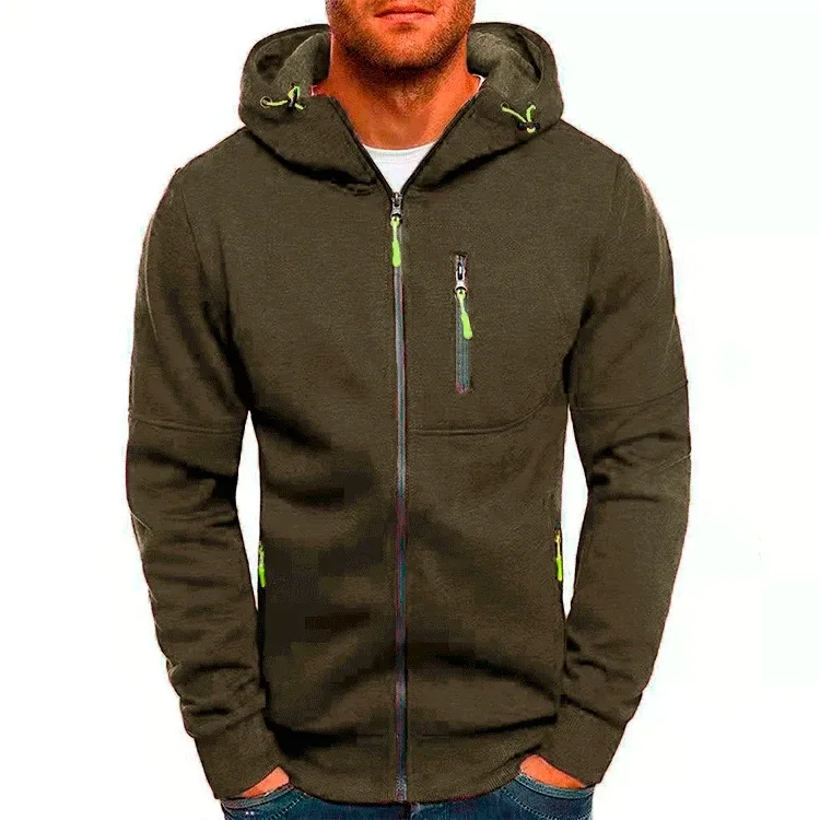 Homme Pull Cardigan Veste À Capuche Poche Zippée Veste Jacquard Sport Fitness Loisirs De Plein Air Course Couleur Unie Vêtements De Sport