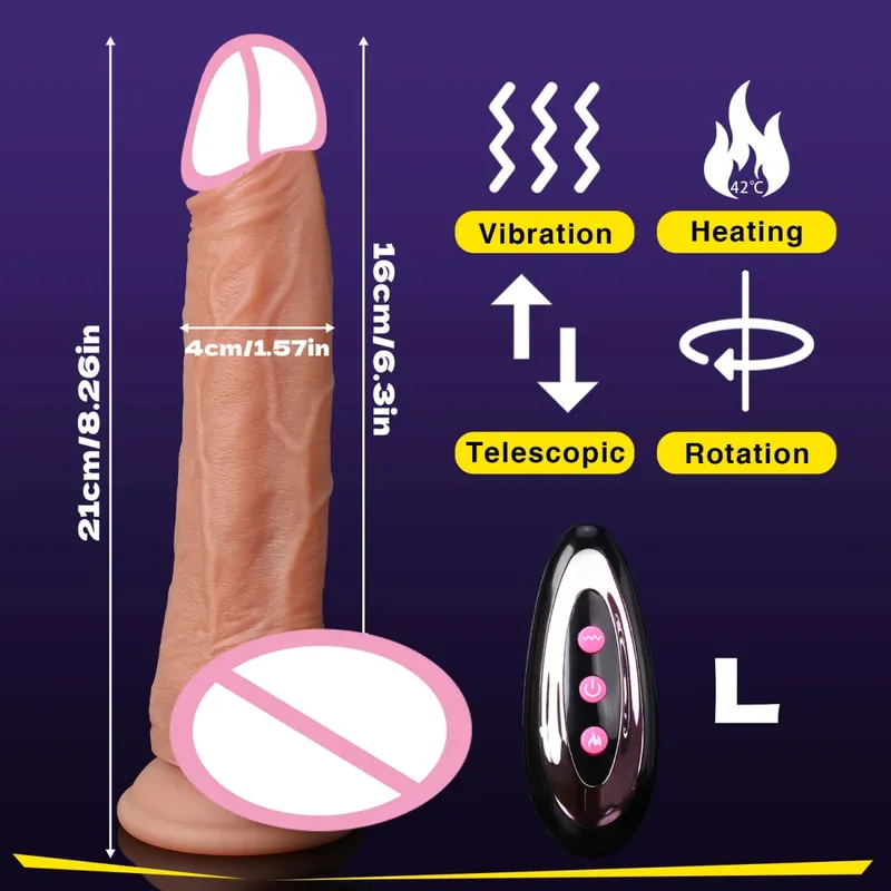 Realistischer Dildo-Vibrator, Schub-Penis, Zunge lecken, Klitoris, Doppelpenetration, Analsex-Maschine, schneller Orgasmus, für Frauen, Sexspielzeug