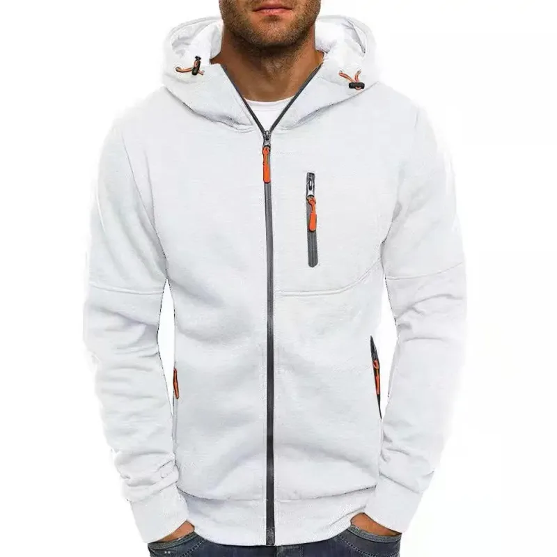 Homme Pull Cardigan Veste À Capuche Poche Zippée Veste Jacquard Sport Fitness Loisirs De Plein Air Course Couleur Unie Vêtements De Sport