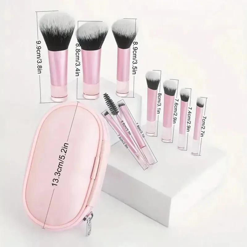 10Pcs Makeup Brushes Set With Bag Cosmetic EyeShadow Foundation Loose Powder Blush Detail Brush Blending Beauty Make Up Tools