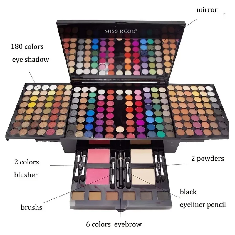 180 Color Piano Case Eye Shadow Powder Blusher Set Makeup Plate Multi-Function Makeup Box Gift Durable And Portable — image 4