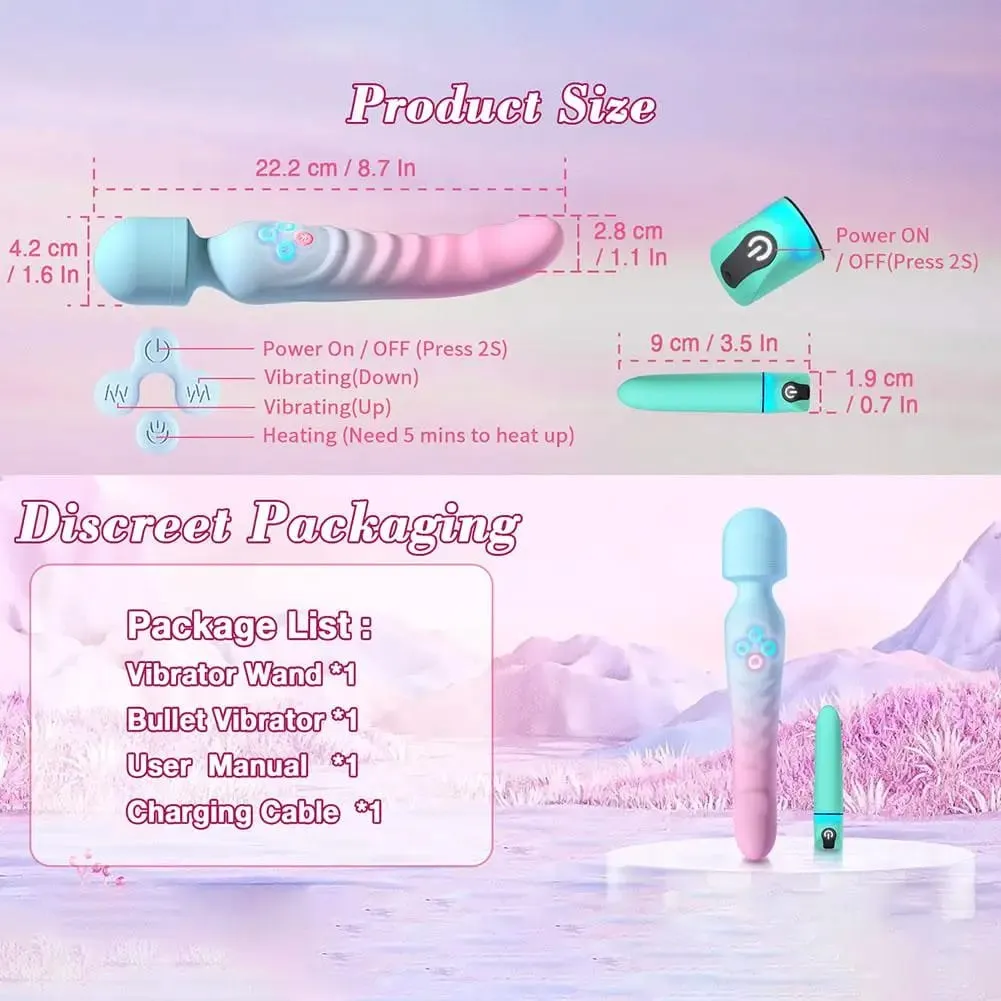 Vibromasseur en silicone 3 en 1 Masseur à baguette magique Modes de vibration multiples Stimulateur de point G de clitoris Masseur de vagin féminin Jouets sexuels — image 4