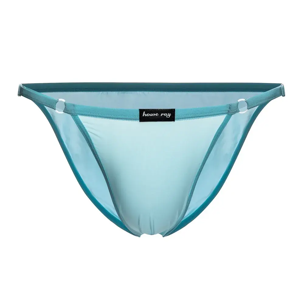 Adjustable Men's Sexy Brief Underwear Ice Silk Thin Transparent Comfort Quick Drying Mankini Gays U Convex Pouch High Fork Tanga