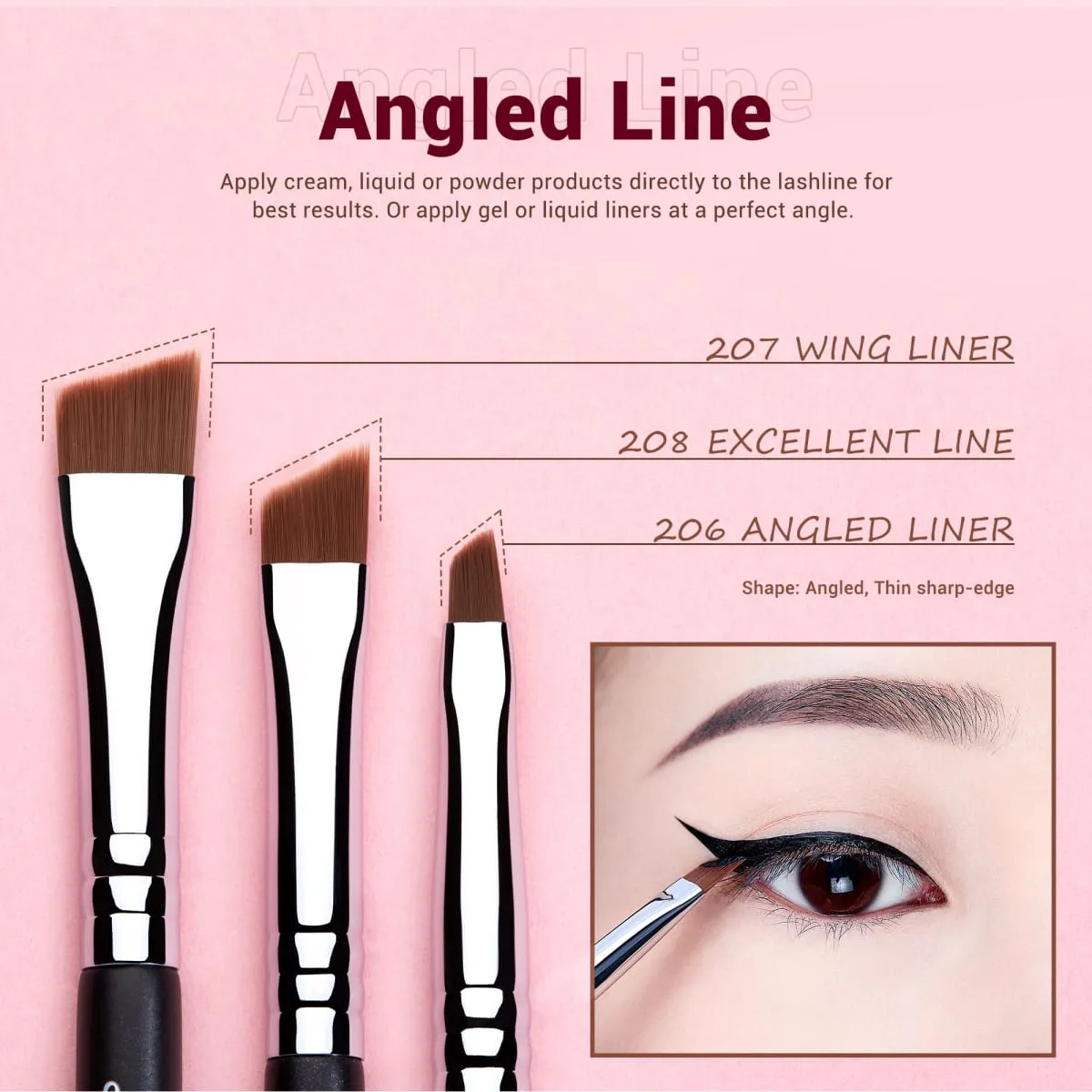 Jessup Eyeliner Brushes set 11pcs Pro Eyeliner Brushes Tapered Angled Flat Ultra Fine Precision Eye Makeup brushes set T324