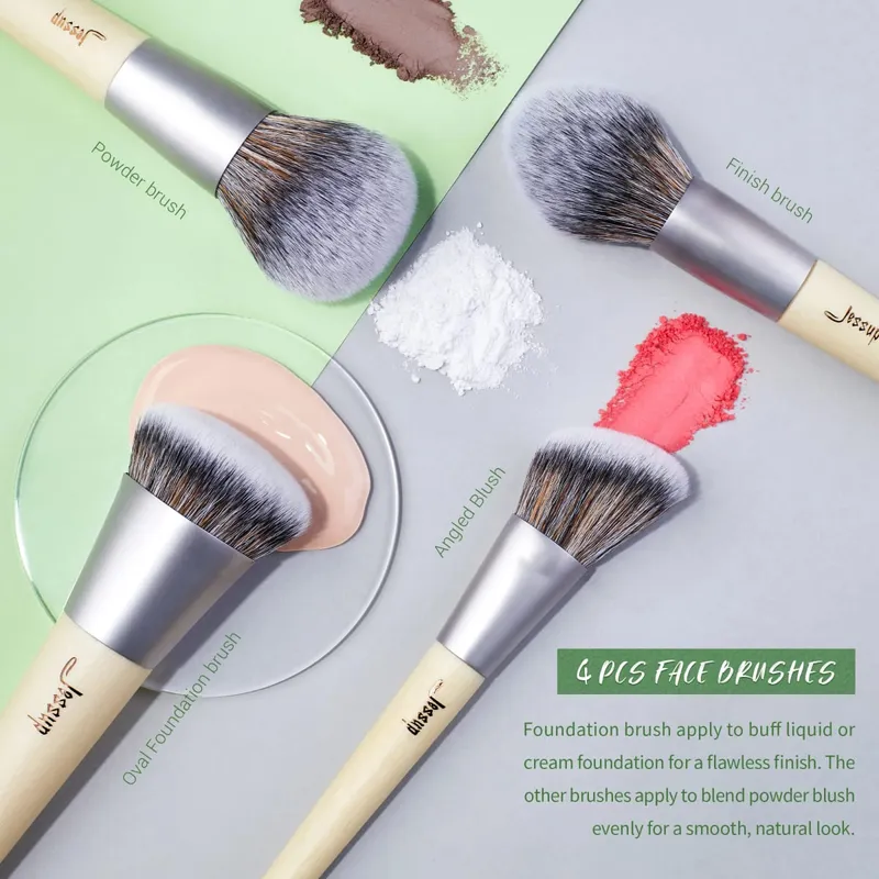 Jessup Makeup Brushes Set Premium Synthetic Foundation Powder Angled Concealer Blending Eyeshadow Duo Eyebrow Brush Makeup T327
