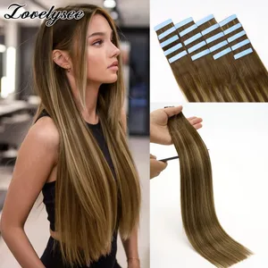 Nastro Balayage nelle estensioni dei capelli Capelli umani Remy al 100% Lisci Senza soluzione di continuità Invisibile 20 Pz/40 Pz Nastro Ins Capelli umani Chick End