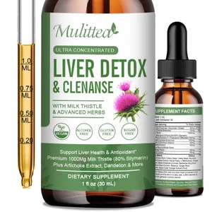 Mulittea Liver Health Drops z ostropestem plamistym i karczochem - 60ml Mieszanka ziołowa z sylimaryną Mniszek lekarski Kurkuma i berberyna do oczyszczenia wątroby Naprawa detoksu i codzienne wsparcie