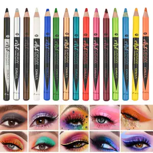 15 farver Eyeliner Lip Liner Pen Sort Blå Flerfarvet Metallic Pearly Glitter Mat Finish Punk Smokey Style Eye Makeup Pen