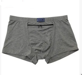 Dropshipping Biancheria intima antifurto da uomo con grandi tasche Boxer slip antifurto a quattro quarti, mutandine con cerniera singola