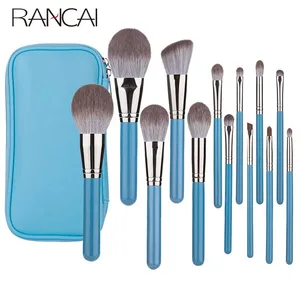 13pcs 메이크업 브러쉬 세트 가죽 가방 파운데이션 파우더 블러쉬 아이