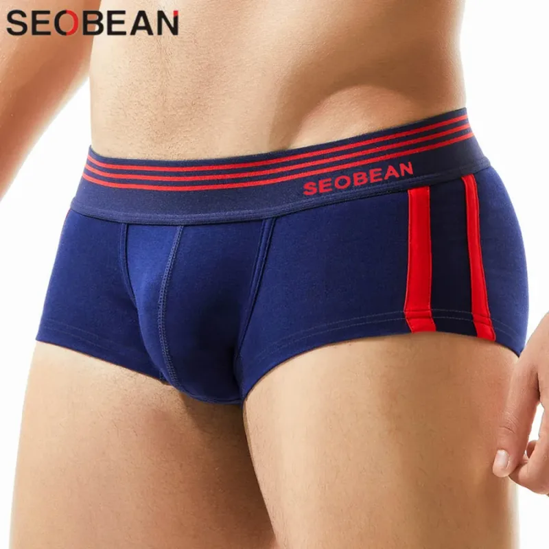 Boxer en coton respirant pour hommes, pochette U-convexe, taille basse, sous-vêtements doux et extensibles confortables pour le quotidien décontracté 3256810339324873