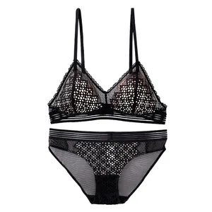 Sexy Hollow Out Lace Triangle Bra and Pa