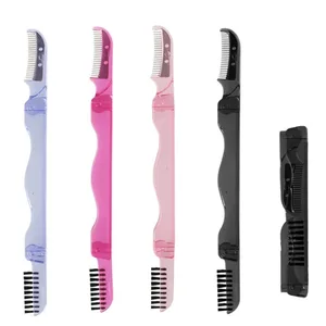 Eyelash Brush Comb Eyelash Extension Supplies Professional Makeup Brushes Collapsible Stainless Steel Eyebrow Comb Lash Brush