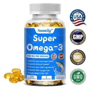 天然捕獲スーパーストレングスオメガ 3 フィッシュオイル 120 ソフトジェル 5500mg 高 EPA 1200mg DHA 900mg 非遺伝子組み換えグルテンフリー栄養補助食品
