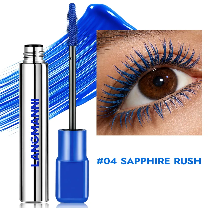 Mascara bleu mat en Fiber de soie, grande brosse colorée, allonge les cils, imperméable, durable, séchage rapide, vert, rose, frisé, maquillage