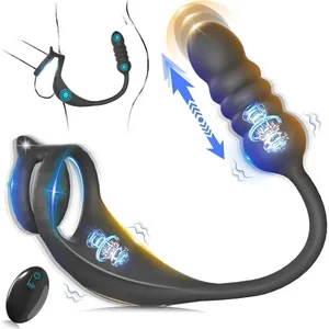 Inel pentru penis pentru bărbați, vibrator pentru întârzierea ejacularei, inel pentru penis pentru bărbați, masaj pentru prostată, Plug anal vibrator, Jucării sexuale pentru adulți