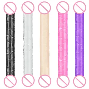 Blød gelé dildo dobbelt lang 46 cm realistisk pik lesbisk vaginal analprop Fleksibel falsk penis til kvinder sexlegetøj