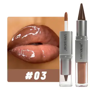 2 σε 1 Lip Liner & Lip Gloss Dual Ended Hydrating Non Stick Lipstick Matte Velvet Outline Crayon με γυαλιστερό γυαλιστερό Lip Glaze