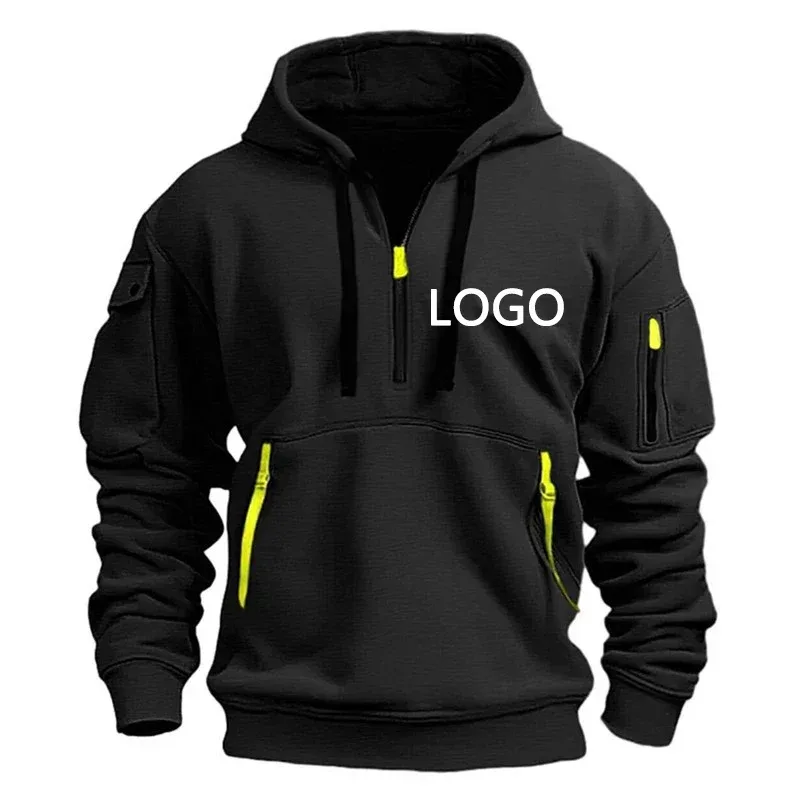 Nuove felpe con cappuccio con spallacci personalizzati da uomo per il tempo libero Sport multi cerniera tasca sul braccio felpe larghe giacca con cappuccio moda pullover